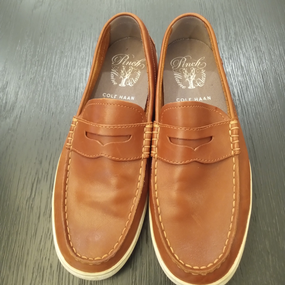Cole Haan Men's Grandpro Topspin British Tan Brown Leather Penny Loafers Size 8.